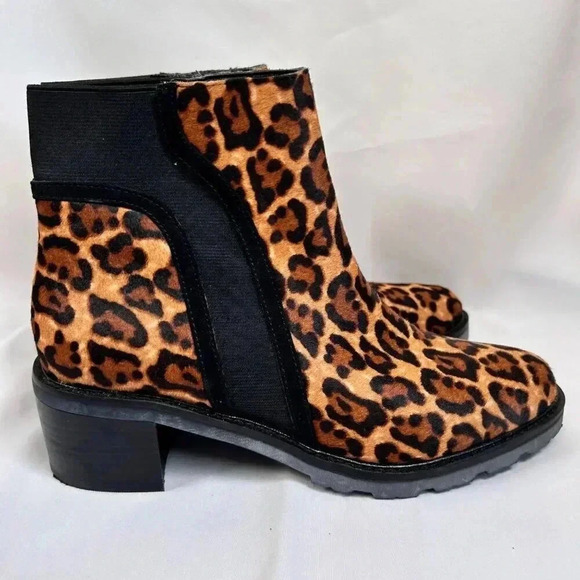 Crown Vintage Maiy Chelsea Boots Size 7 Hair Calf Animal Print - Picture 6 of 11